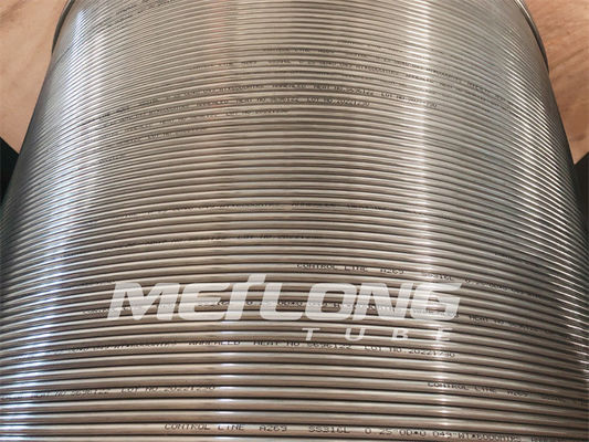ASTM B704 Incoloy 825 ท่อขดสแตนเลสแบบห่อหุ้มสายควบคุม