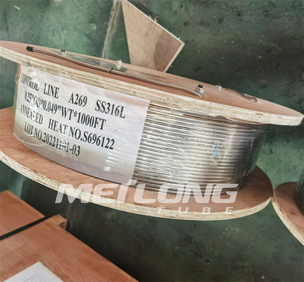 เส้นเส้นเลือดฝอยโลหะผสมนิกเกิล ASTM A269 12,000 เมตรท่อความร้อนใต้พิภพขดเส้นเลือดฝอย