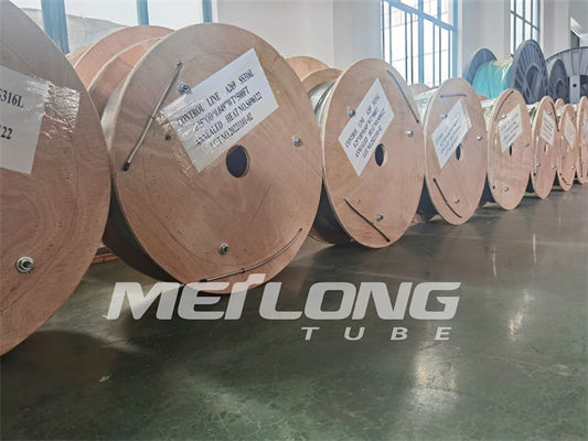 เส้นเส้นเลือดฝอยโลหะผสมนิกเกิล ASTM A269 12,000 เมตรท่อความร้อนใต้พิภพขดเส้นเลือดฝอย