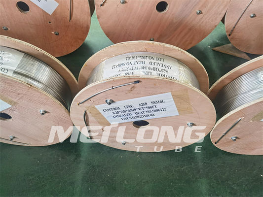 เส้นเส้นเลือดฝอยโลหะผสมนิกเกิล ASTM A269 12,000 เมตรท่อความร้อนใต้พิภพขดเส้นเลือดฝอย